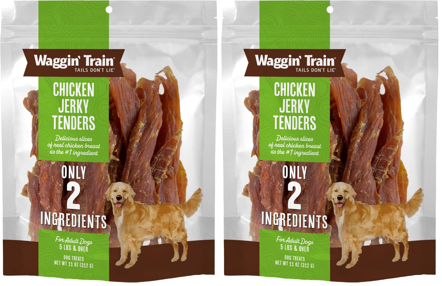 HOTWaggin' Train Chicken Jerky Dog Treats, Made with 100% Real Chicken Breasts, Only Two All-Natural Ingredients, Great High Protein Dog Treat, Easily Digestible for Big or Small Dogs, 30 oz. Pouch