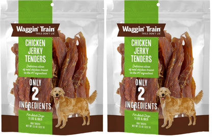HOTWaggin' Train Chicken Jerky Dog Treats, Made with 100% Real Chicken Breasts, Only Two All-Natural Ingredients, Great High Protein Dog Treat, Easily Digestible for Big or Small Dogs, 30 oz. Pouch