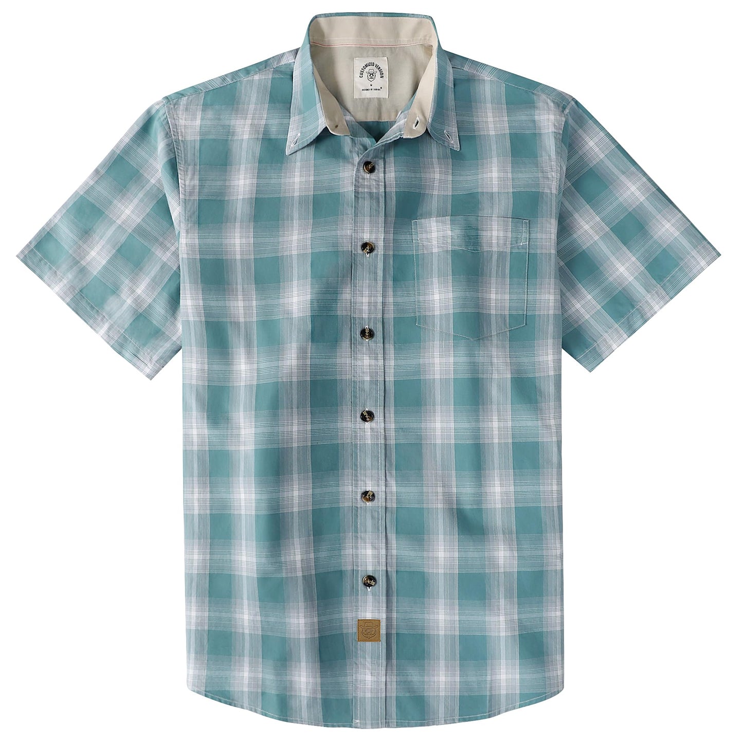 HOTDubinik® Mens Short Sleeve Button Down Shirts 100% Cotton Plaid Men's Casual Button-Down Shirts with Pocket