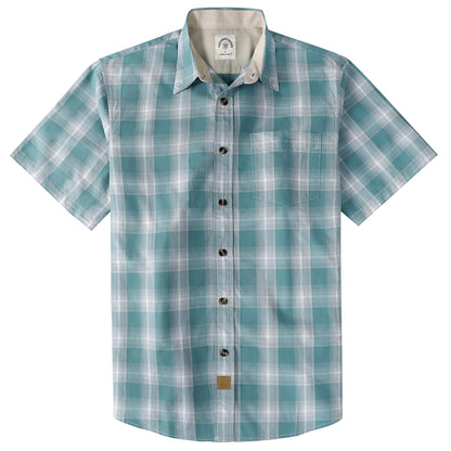 HOTDubinik® Mens Short Sleeve Button Down Shirts 100% Cotton Plaid Men's Casual Button-Down Shirts with Pocket