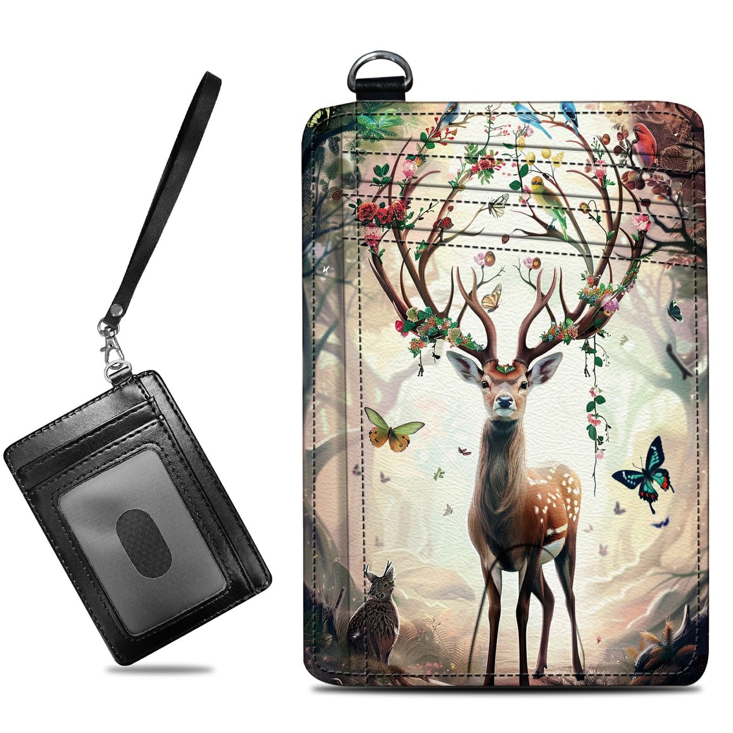 HOTCute Credit Card Holder with Zipper, Crow Skull RFID-Blocking Card Case Small Wallet for Women Men, Multi-slot Card Organizer Case Travel Accordion Wallet