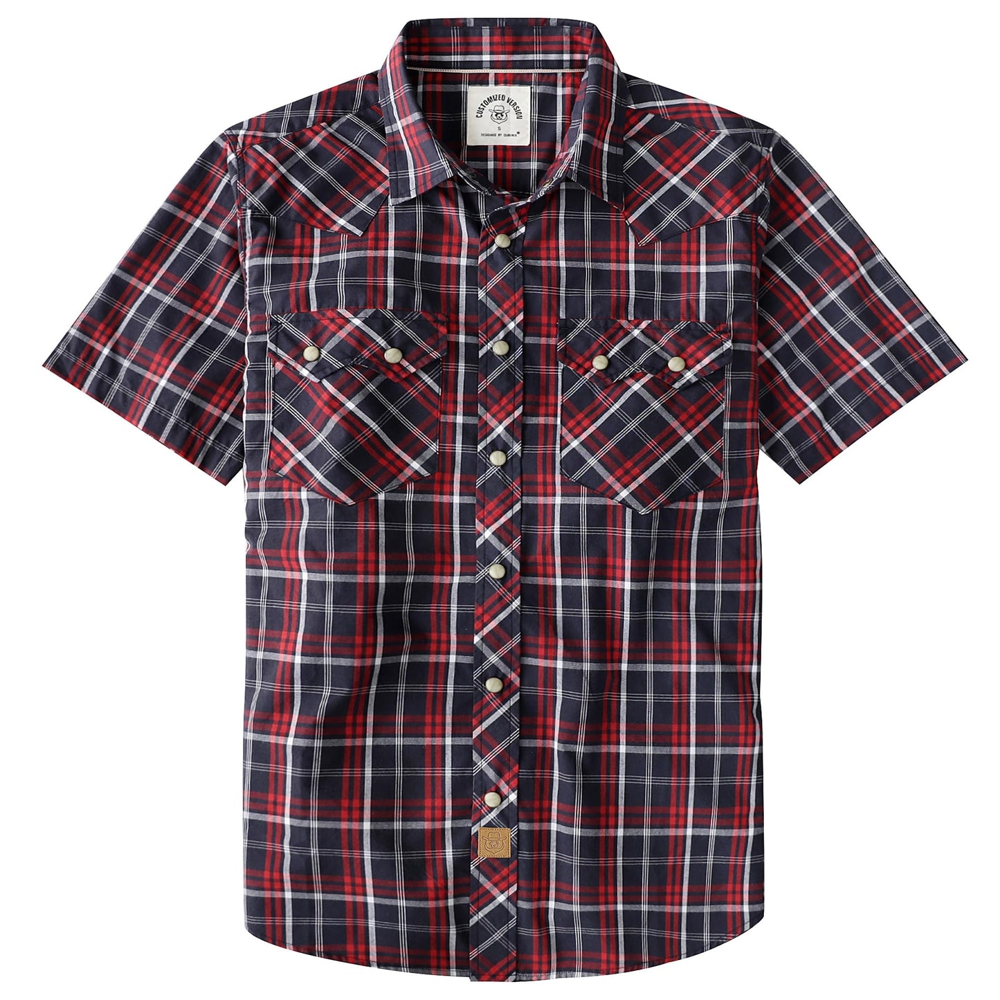 HOTDubinik® Pearl Snap Western Shirts for Men Short Sleeve Cowboy Men's Casual Shirt with 2 Sawtooth Pocket Vintage