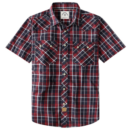 HOTDubinik® Pearl Snap Western Shirts for Men Short Sleeve Cowboy Men's Casual Shirt with 2 Sawtooth Pocket Vintage