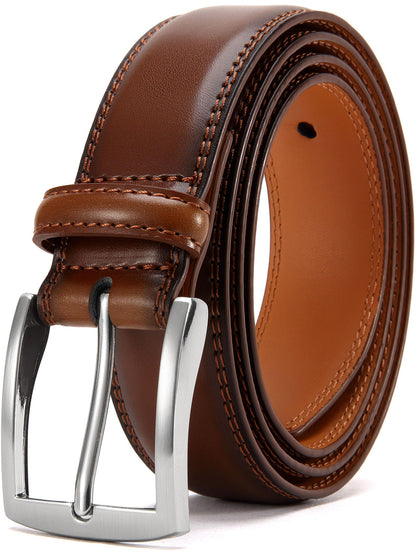 HOTDOOPAI Mens Dress Belt - Genuine Leather Dress Belts For Men,Casual Suit Jeans Belt-Single Prong Buckle black belt
