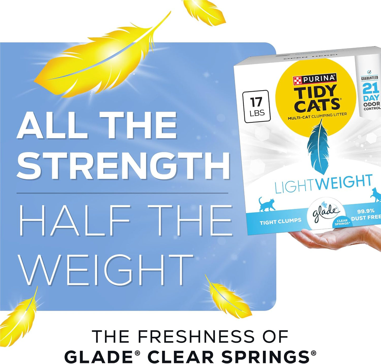 HOTPurina Tidy Cats LightWeight With Glade Clear Springs Multi-Cat, Clumping, Low Dust, Scented Cat litter - 17 lb. Box