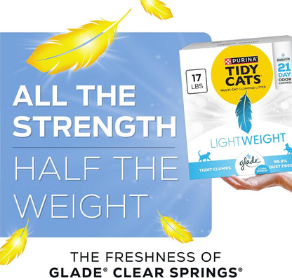 HOTPurina Tidy Cats LightWeight With Glade Clear Springs Multi-Cat, Clumping, Low Dust, Scented Cat litter - 17 lb. Box