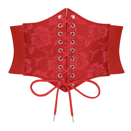 HOTJASGOOD Women’s Elastic Costume Waist Belt Lace-up Tied Waspie Corset Belts for Women