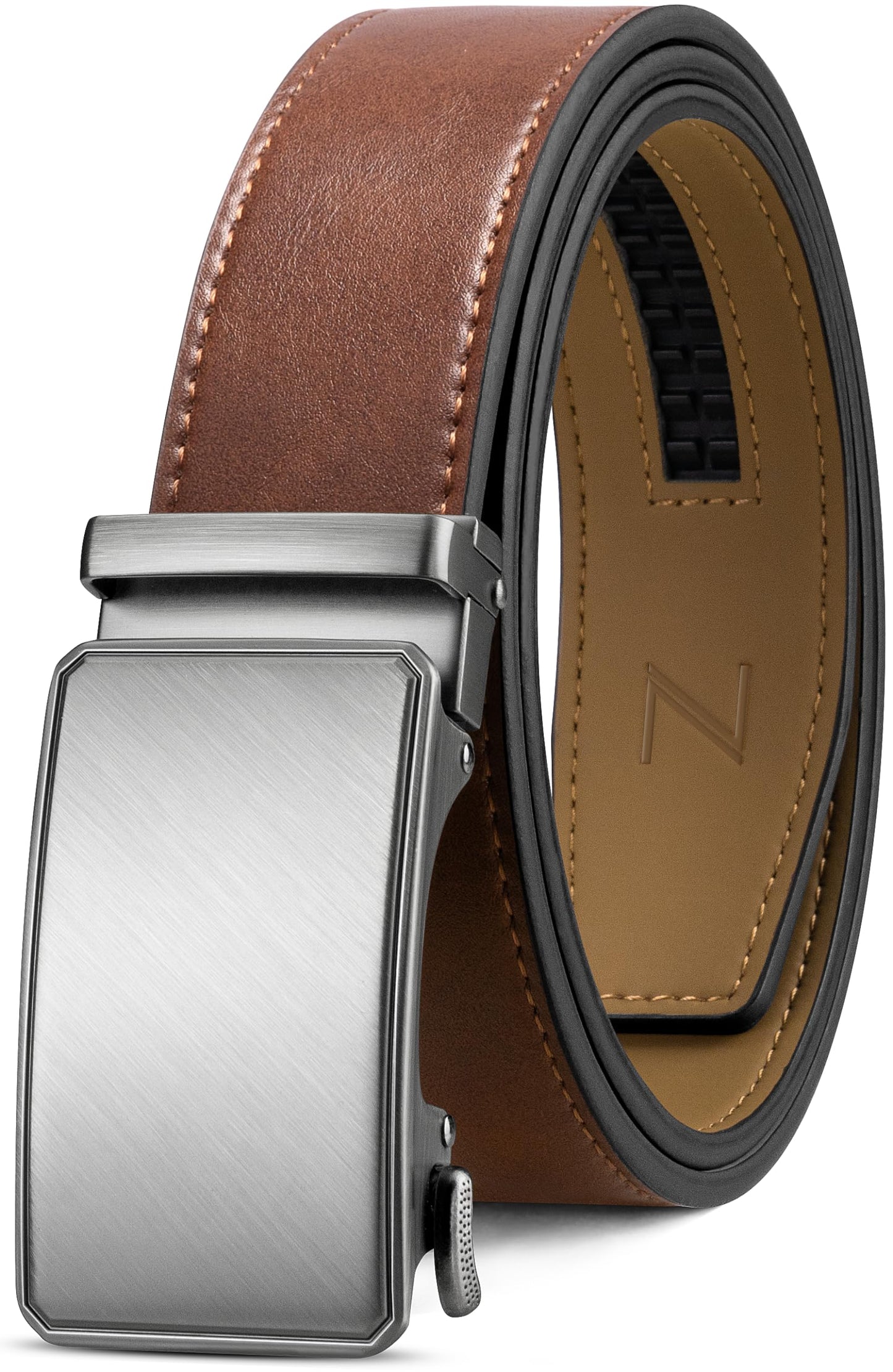 HOTZitahli Belt Men,Leather Ratchet Belt for Men Dress Casual Every Day with Adjustable Buckle,Trim to Fit For Gift