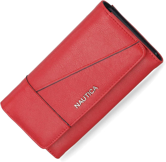 HOTNautica Money Manager Womens Slim RFID Blocking Wallet, Small Bifold Credit Card Holder with Zipper Coin Pocket and ID Window