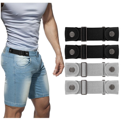HOTBELTROAD No Buckle Belts for Men Women Side Belt without Buckle Elastic Stretch Adjustable Invisible Belt