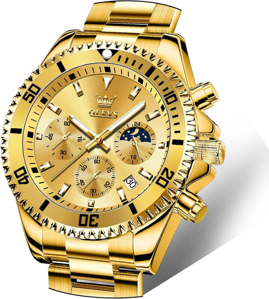 HOTOLEVS Mens Stainless Steel Watch Fashion Luxury Big Face Analog Waterproof