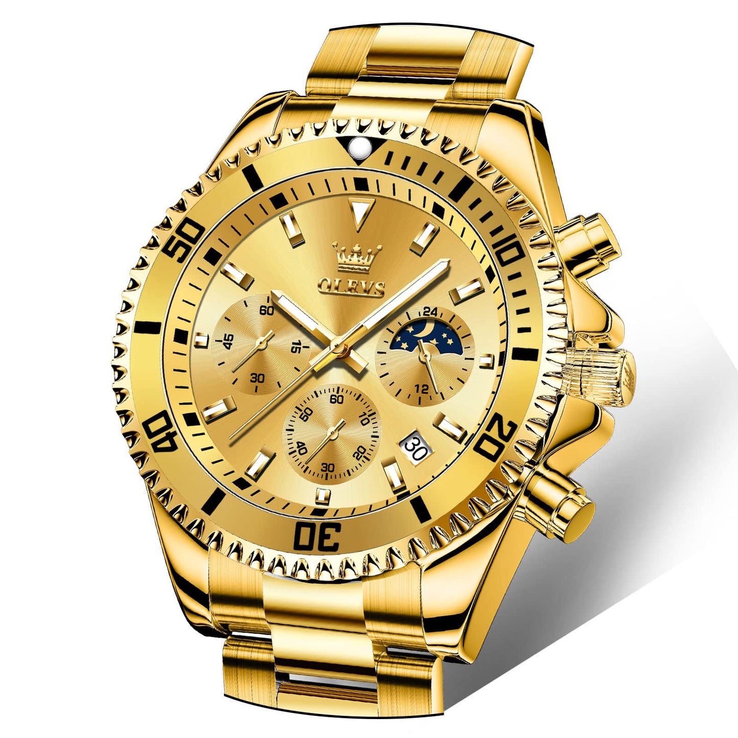 HOTOLEVS Mens Stainless Steel Watch Fashion Luxury Big Face Analog Waterproof