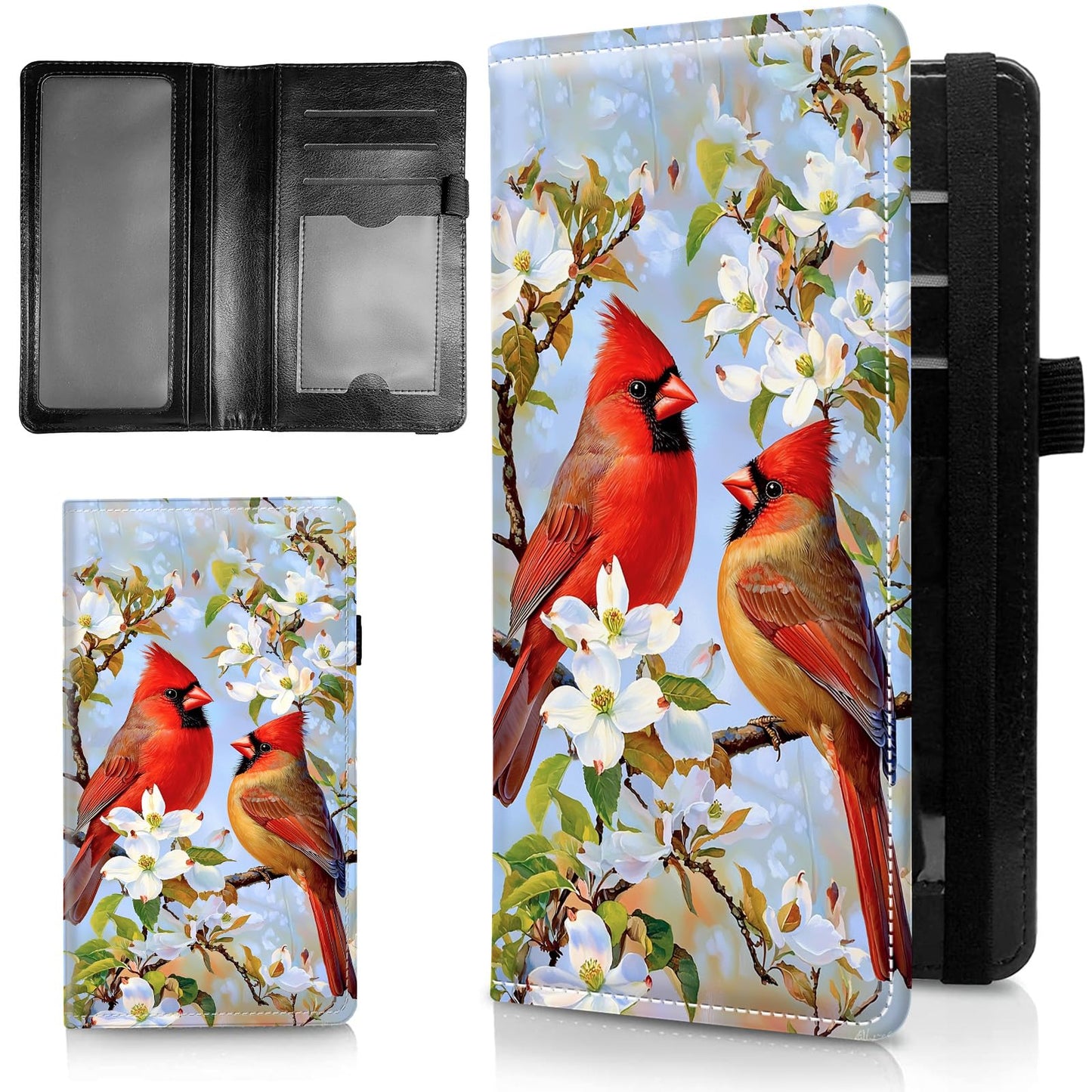 HOTLeather Checkbook Covers for Personal Checkbook Check book Holder Cover Wallets for Women Men,RFID-Blocking Slim Checkbook Cover for Duplicate Checks with Elastic Strap,Flowers Dancing Butterflies