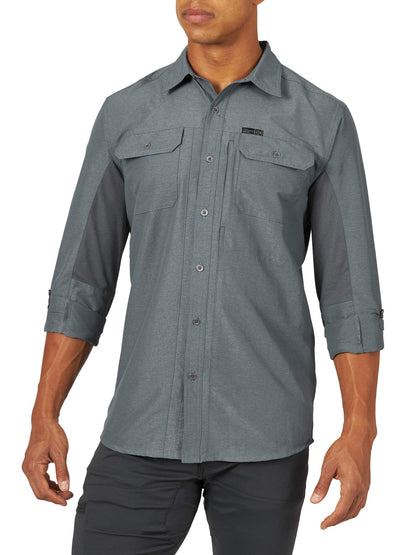 HOTATG by Wrangler Men's Long Sleeve Mixed Material Shirt