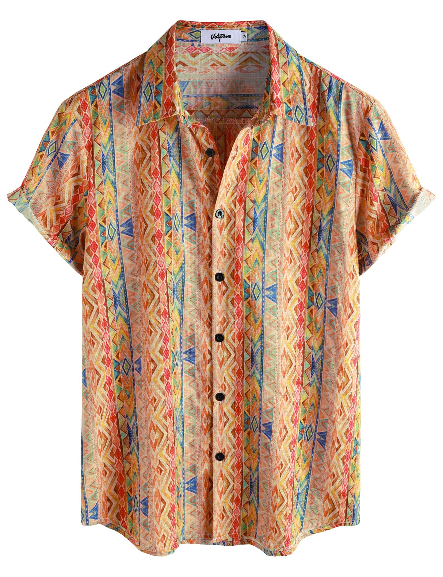 HOTVATPAVE Mens Casual Short Sleeve Button Down Shirts Regular Fit Hawaiian Summer Shirt