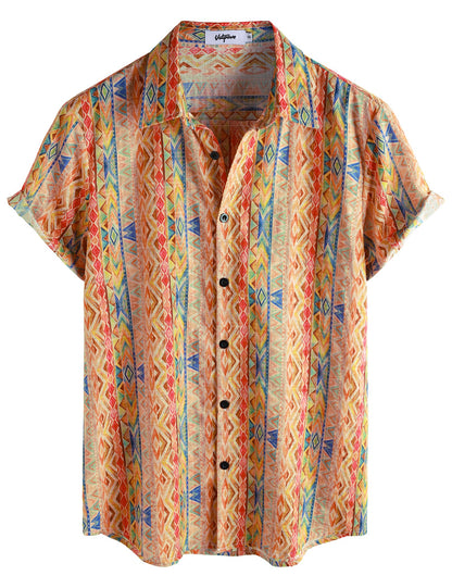 HOTVATPAVE Mens Casual Short Sleeve Button Down Shirts Regular Fit Hawaiian Summer Shirt