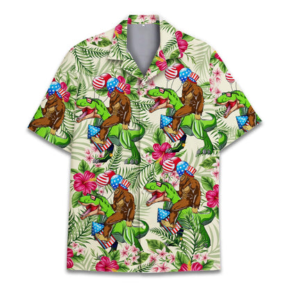 HOTTropical Bigfoot Hawaiian Shirts for Men Women, Sasquatch Summer Beach Button Down Short Sleeve
