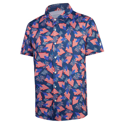 HOTFT FENTENG Mens Hawaiian Shirts Regular Fit Short Sleeve Casual Button Down Summer Tropical Beach Shirts