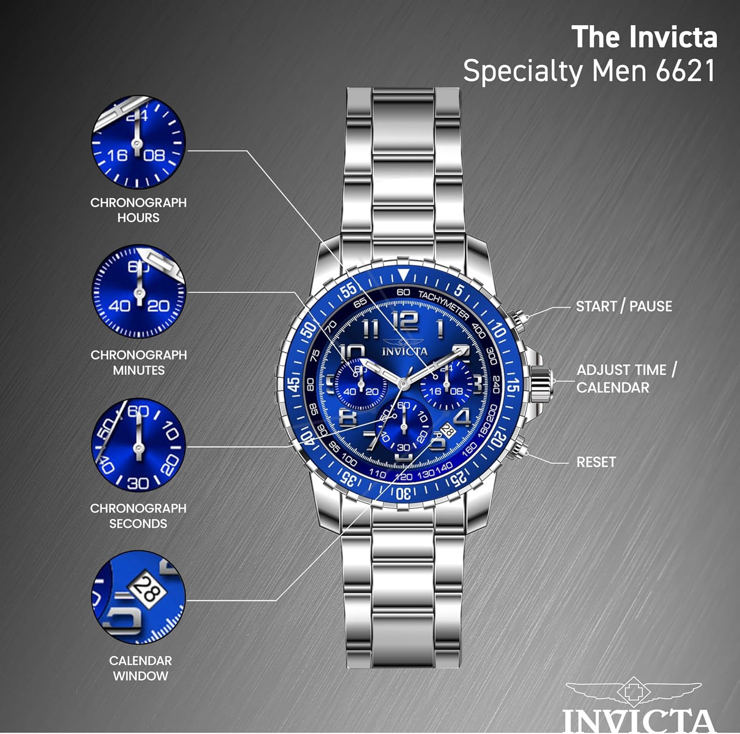 HOTInvicta Men's 1326 Invicta II Chronograph Black Dial Two-Tone Stainless Steel Watch