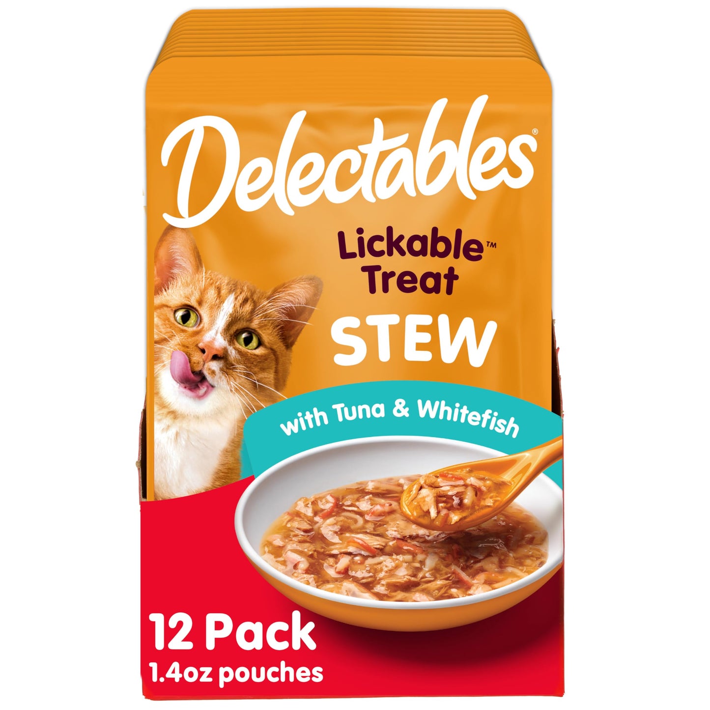 HOTDelectables Lickable Treat Stew Wet Cat Treat Variety Pack, Food Topper, Hydrating, Grain-Free, No Fillers, No By-Products, No Added Preservatives, 1.4oz Pouch, 12ct