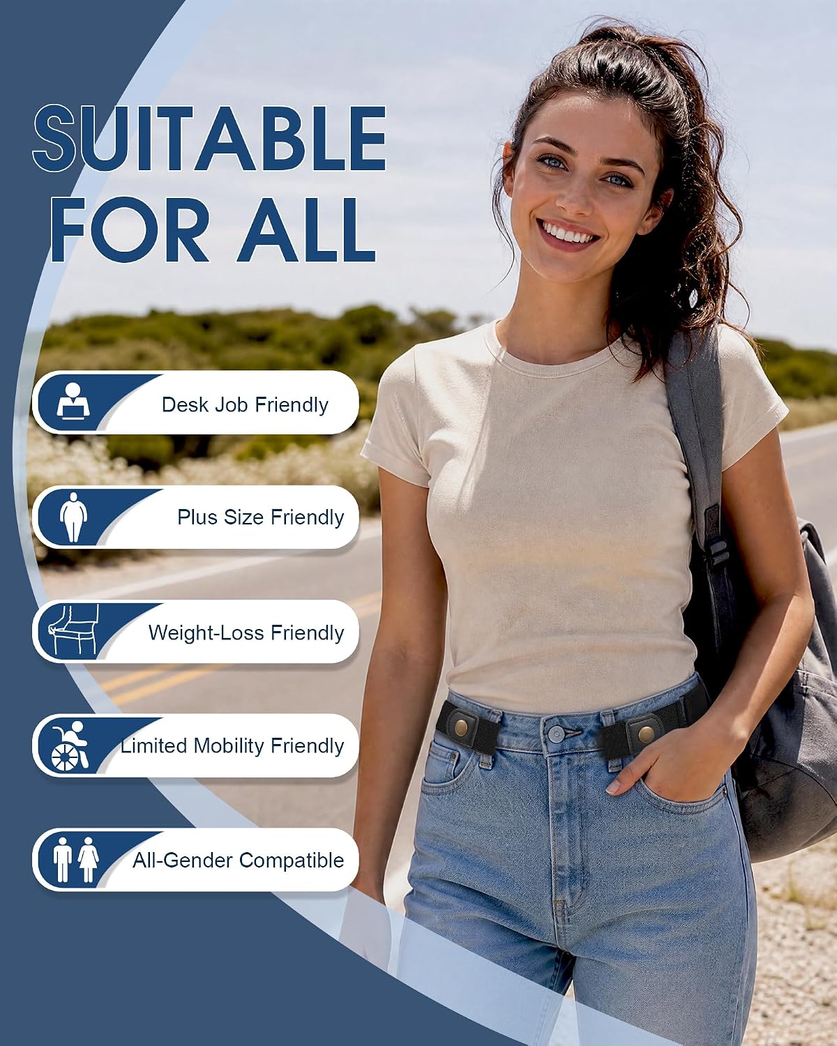 HOT4Packs No Buckle Elastic Belts for Women/Men Buckleless Belt Invisible Stretch Belts for Jeans Pants