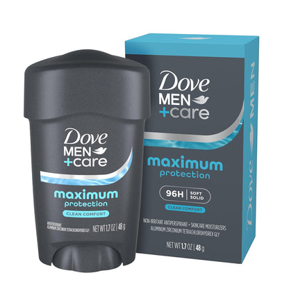 HOTDOVE MEN + CARE Clinical Protection Antiperspirant Clean Comfort Stick for Men 96-Hour Sweat and Odor Protection Clinical Strength Antiperspirant with 1/4 Moisturizing Cream 1.7 oz