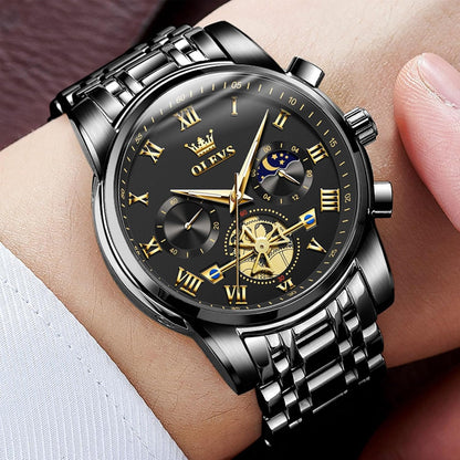 HOTOLEVS Watches Men Waterproof Luxury Big Face Mens Watch Stainless Steel Quartz Analog Dress Watches for Men Luminous Multifunction Man Watch Relojes De Hombre