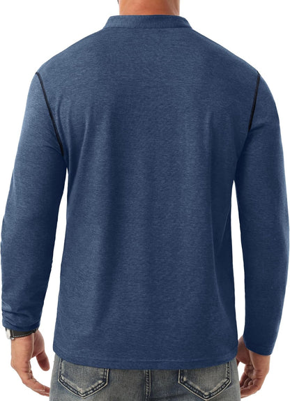 HOTSailwind Men's Henley Shirts Long Sleeve Button T-Shirt Casual Stylish Cotton Pullover Shirt with Pocket