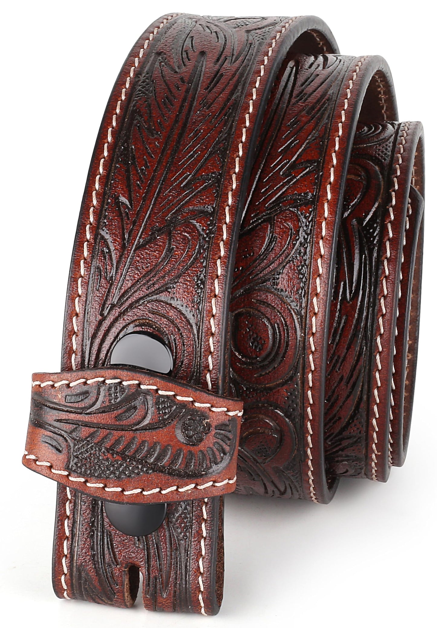 HOTF&L CLASSIC Western Belt without buckle for men – Full Grain Leather Cowboy Belts for jeans - One Piece Leather strap belt