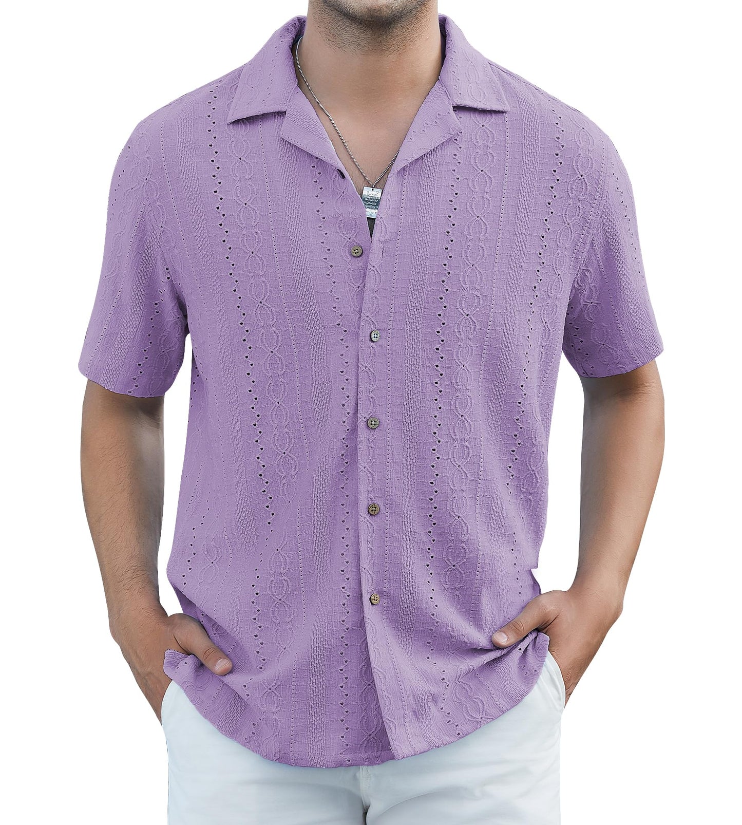 HOTDamipow Mens Casual Button Down Shirts Short Sleeve Fashion Vacation Beach Shirts