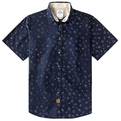 HOTDubinik® Mens Short Sleeve Button Down Shirts 100% Cotton Plaid Men's Casual Button-Down Shirts with Pocket