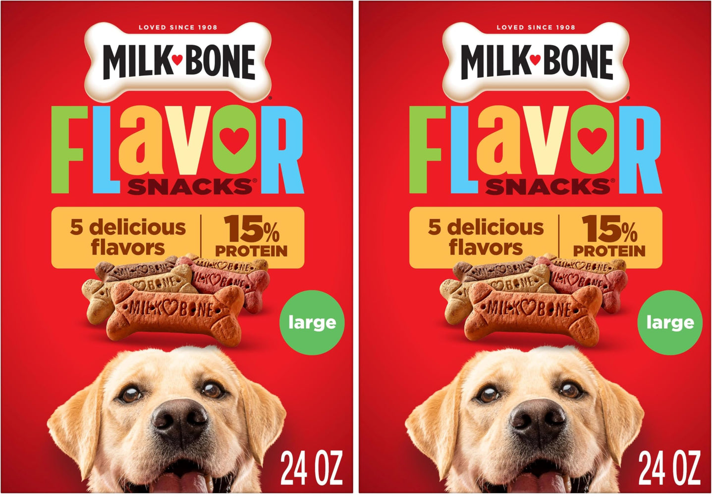 HOTMilk-Bone Flavor Snacks Mini’s Dog Biscuits, Flavored Crunchy Dog Treats, 36 Oz. Canister | 5 calories per treat, 15% protein, 3 flavors per canister (beef, chicken & bacon, naturally & artificially flavored)