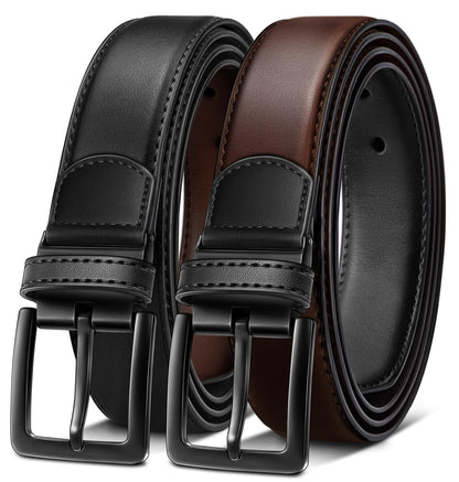 HOTBULLIANT Men's Belt,Reversible Belt Adjustable For Gift Men 1.25”-Cut For Fit-2 Sides in 1 Belt(Not 2)