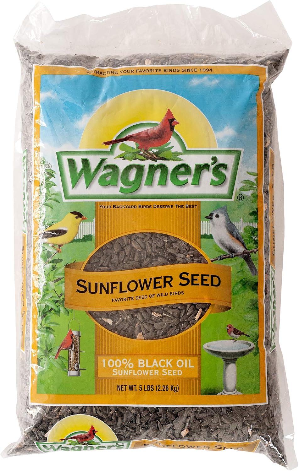 HOTWagner's 52023 Black Oil Sunflower Seed Wild Bird Food, 5-Pound Bag
