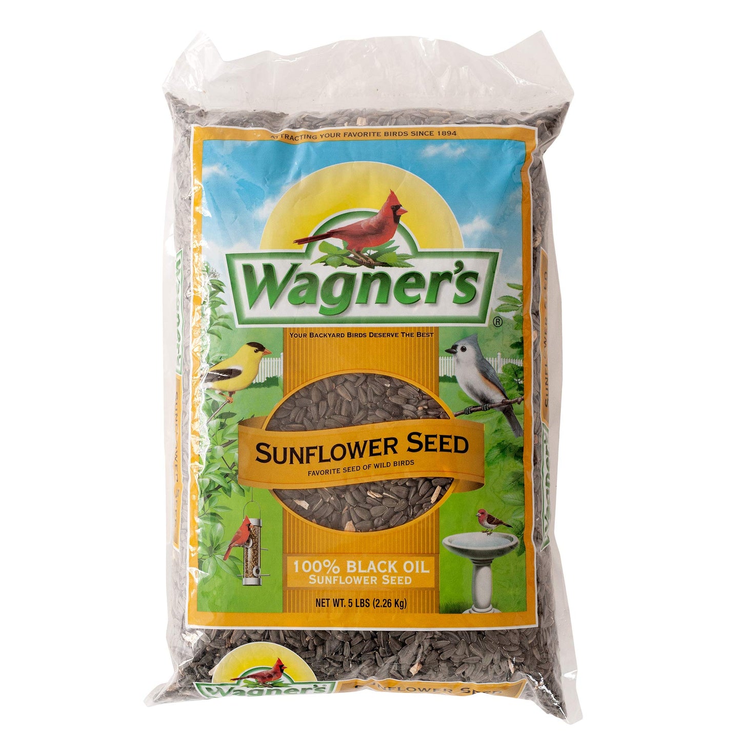 HOTWagner's 52023 Black Oil Sunflower Seed Wild Bird Food, 5-Pound Bag