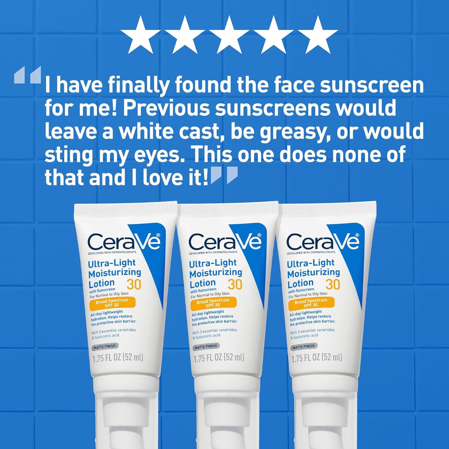 HOTCeraVe Ultra-Light Moisturizing Lotion With SPF 30, Daily Face Moisturizer with SPF, Formulated with Hyaluronic Acid & Ceramides, Broad Spectrum SPF, Oil Free, Matte Finish, 1.7 Ounce