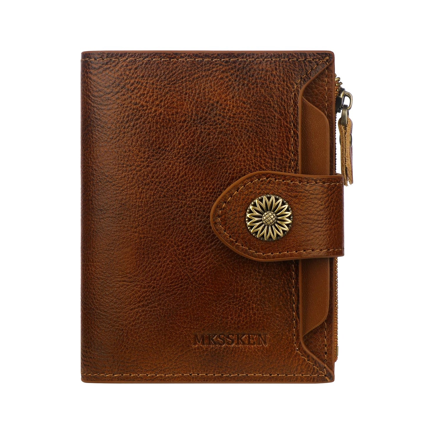 HOTRFID Wallet Women,Bifold Leather Womens Wallet,Compact Designer Carteras Para Mujer Card Holder with Removable ID Window(darkbrown)