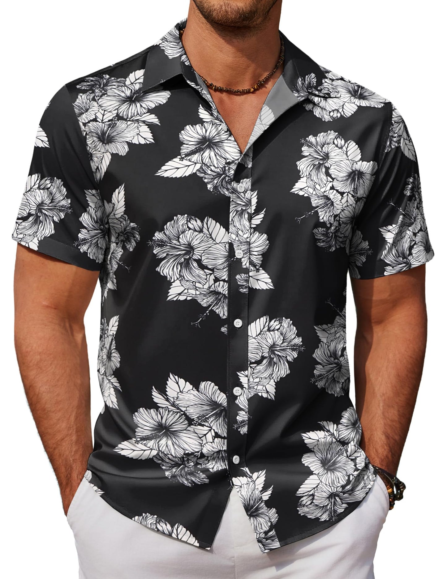 HOTCOOFANDY Mens Hawaiian Shirts Short Sleeve Button Down Aloha Shirt Casual Beach Clothes