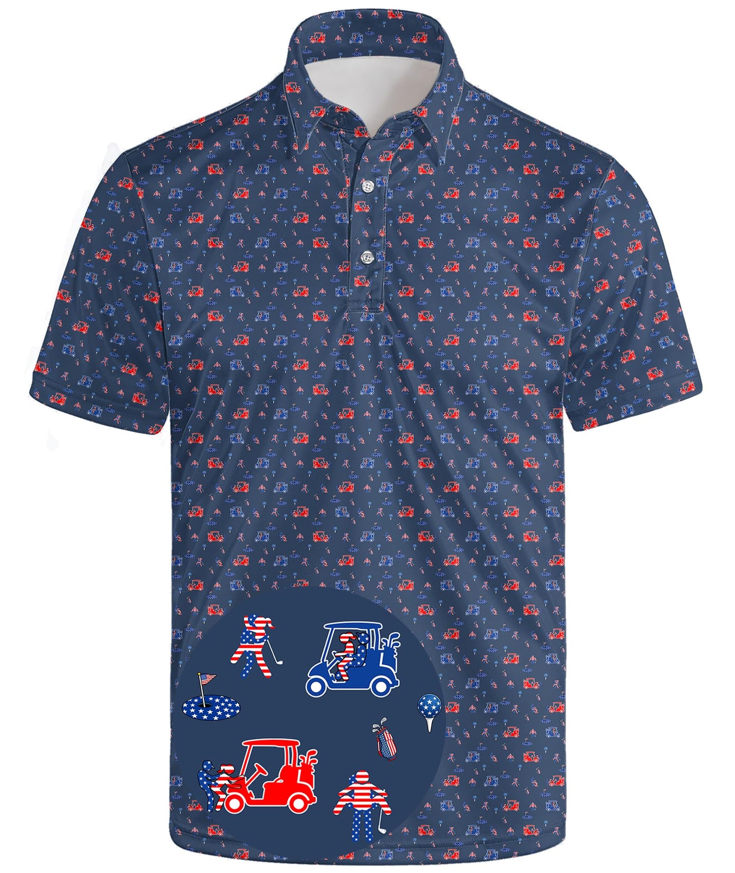 HOTGolf Polo Shirts for Men Funny Print Quick Dry Short Sleeve Performance Golf Shirts Moisture Wicking Polo Shirts