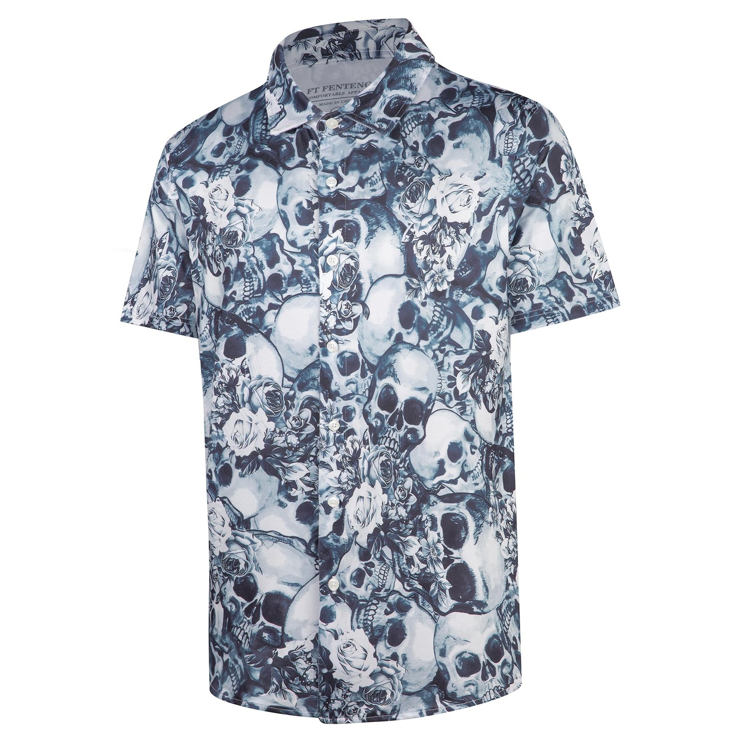HOTFT FENTENG Mens Hawaiian Shirts Regular Fit Short Sleeve Casual Button Down Summer Tropical Beach Shirts