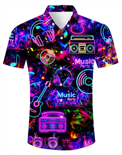 HOTuideazone Mens Funny Hawaiian Shirts 3D Graphic Button Down Short Sleeve Tropical Holiday Beach Aloha Shirt