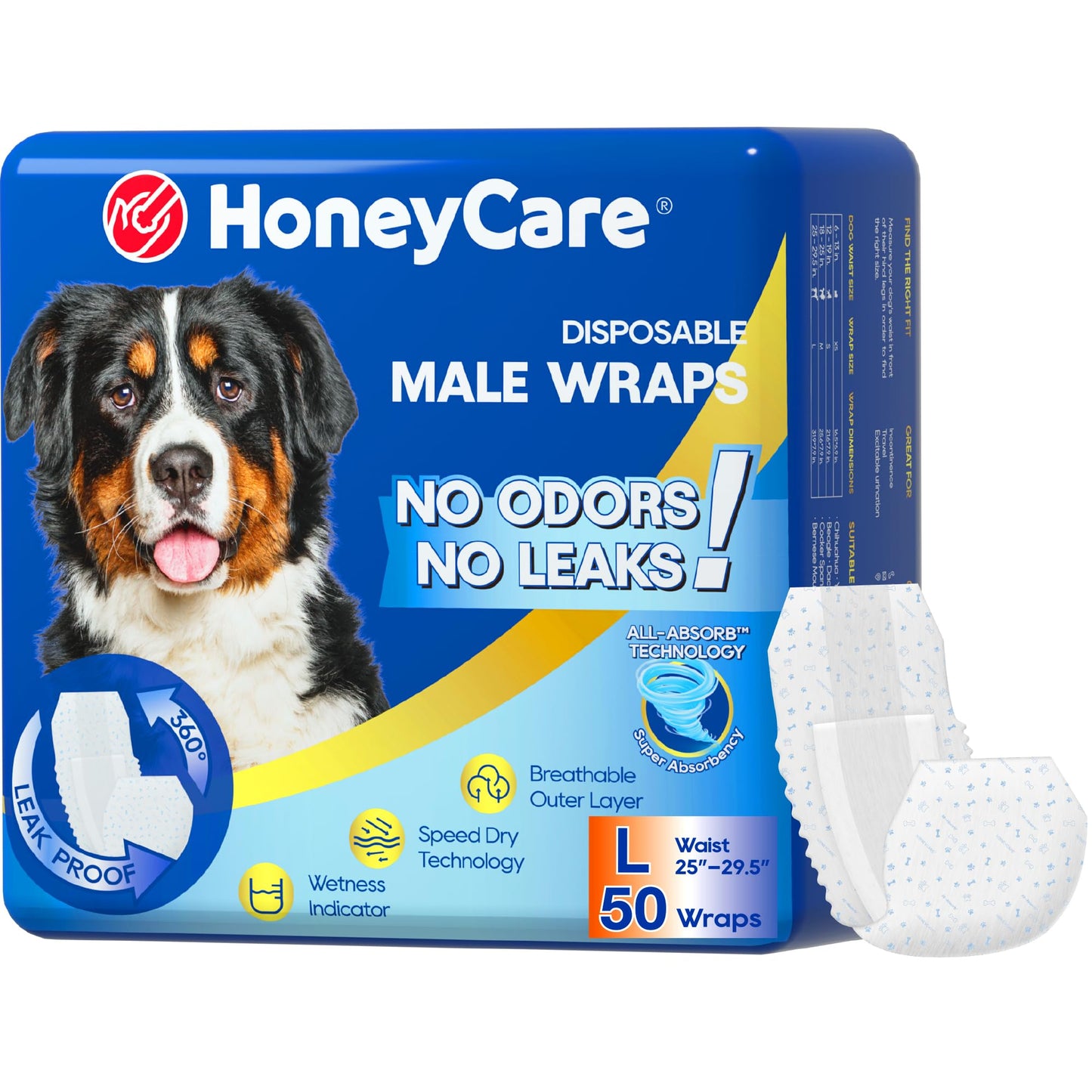 HOTHONEY CARE All-Absorb A26 Male Dog Wrap, 50 Count, Small