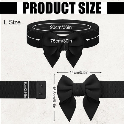 HOT3 Pcs Bow Belts for Women Red Bow Belt | Elastic Waist Belt Vintage Bowknot Stretchy Cinch Belt