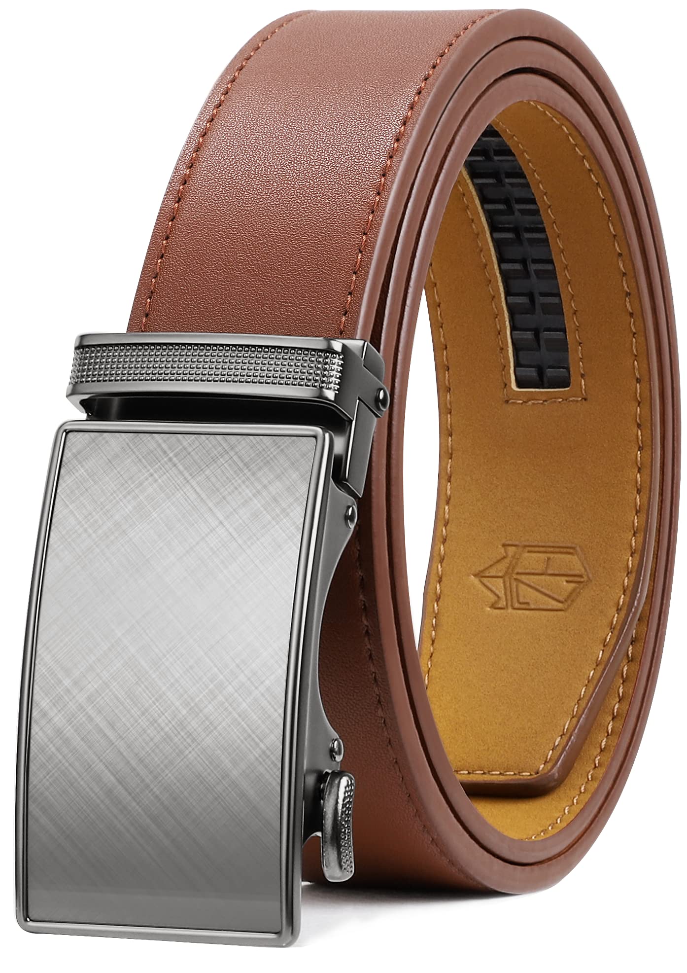 HOTZitahli Belt Men,Leather Ratchet Belt for Men Dress Casual Every Day with Adjustable Buckle,Trim to Fit For Gift