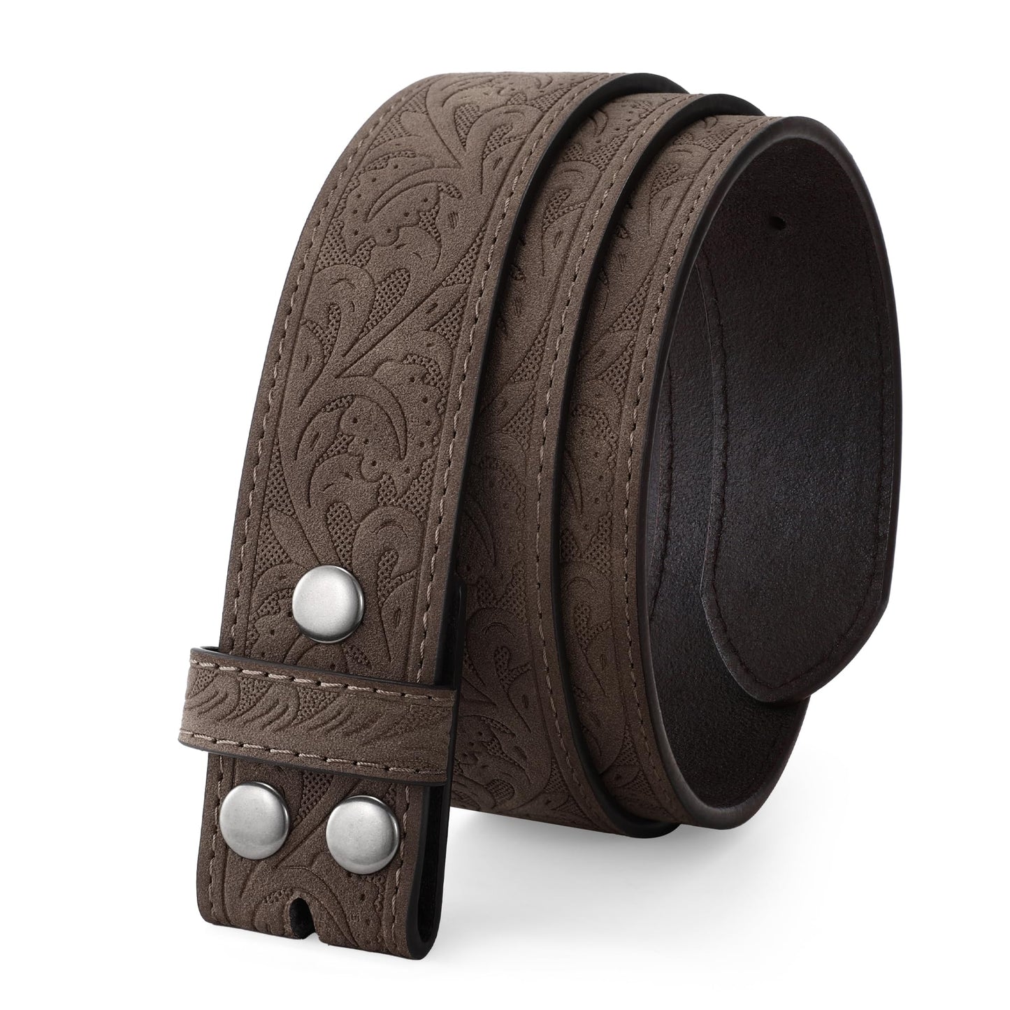 HOTTRIWORKS Western Belt Strap for Men without Buckle 1.5" Wide Floral Engraved Embossed Leather Belt Strap