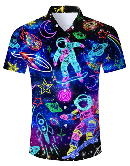 HOTuideazone Mens Funny Hawaiian Shirts 3D Graphic Button Down Short Sleeve Tropical Holiday Beach Aloha Shirt