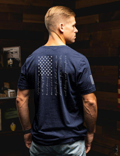 HOTNine Line Pledge of Allegiance Shirt, Patriotic T-Shirts for Men | American Flag Military T Shirt, Freedom USA Veteran Apparel