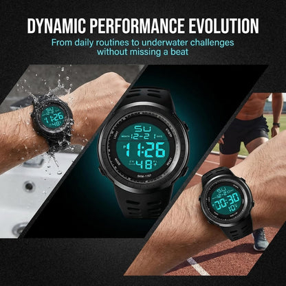 HOTLYMFHCH Men's Digital Watch, Sports Waterproof Military Watches for Men LED Casual Stopwatch Alarm Tactical Army Watch