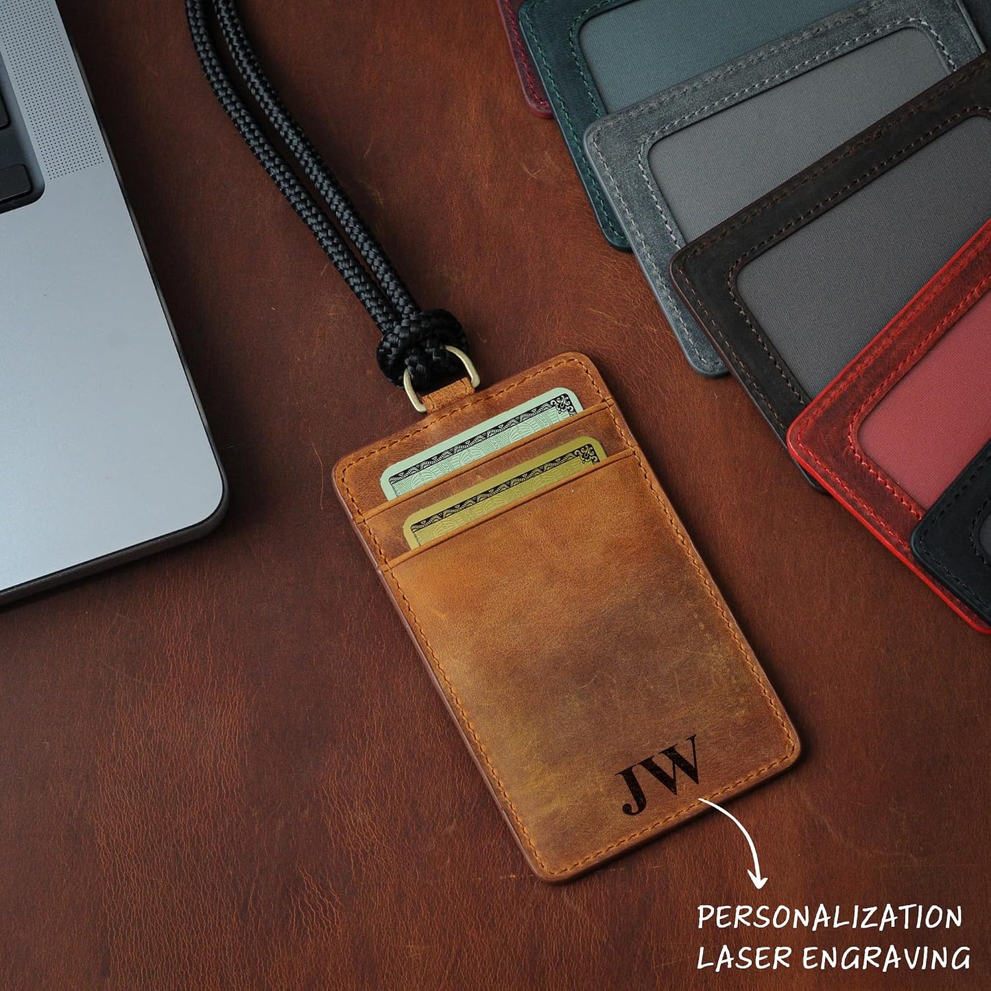 HOTHandmade Leather Card Holder Wallet, Leather Minimalist Wallet with ID Card Holder, Slim Bifold ID Wallet