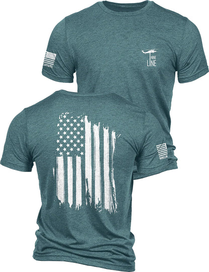 HOTNine Line American Flag T-Shirt for Men, USA Made Patriotic Shirt | Military Veteran Shirt, Freedom Shirt, 9 Line Apparel, America